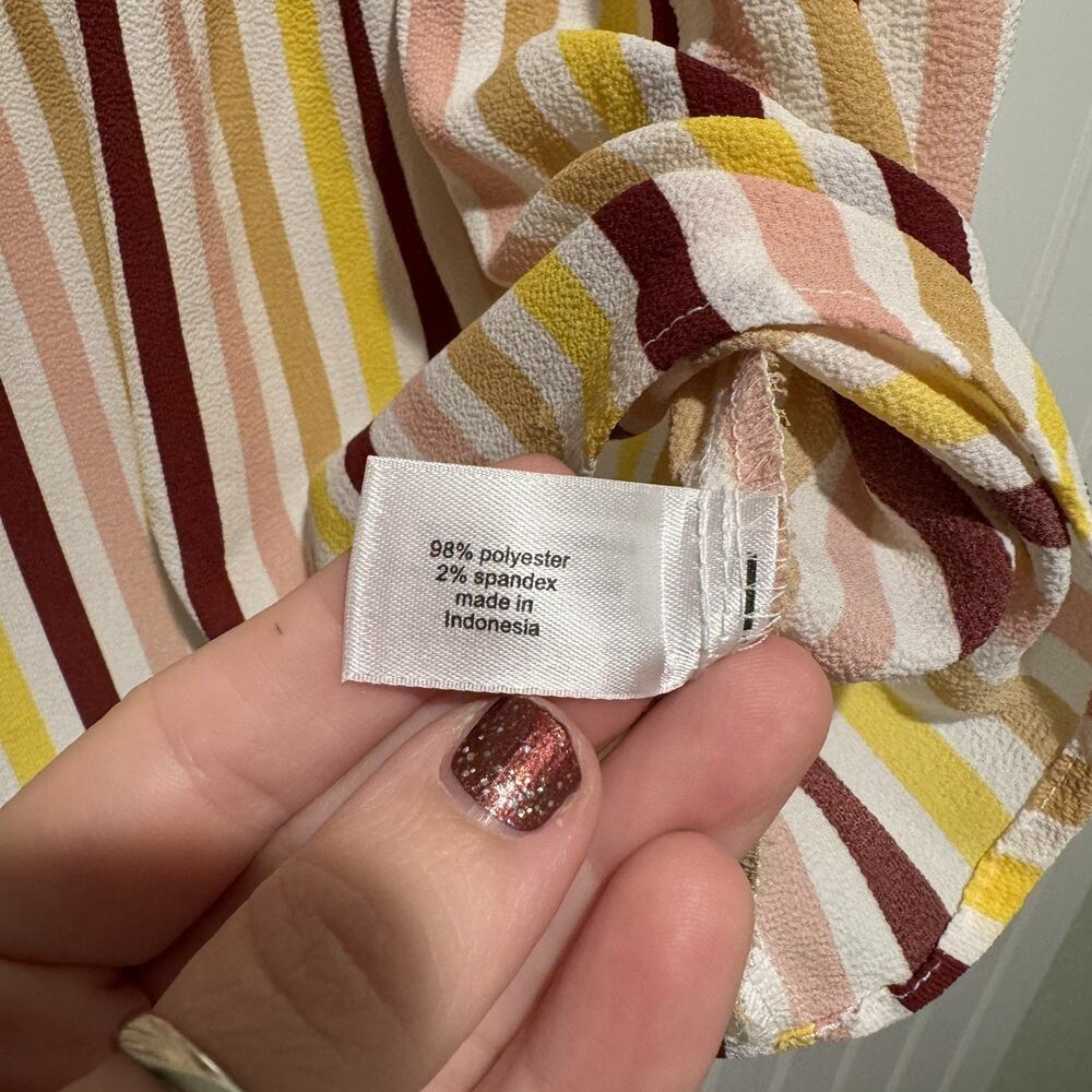Lane Bryant Striped Peplum Top Yellow Maroon Pink Size 22 - Picture 5 of 6
